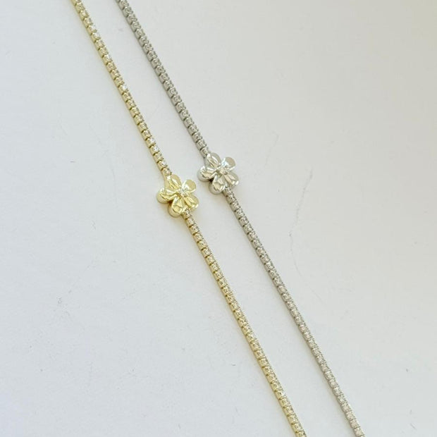 14K Altın Kaplama Zirkon Taşlı Papatya Figürlü Su Yolu Bileklik Silver