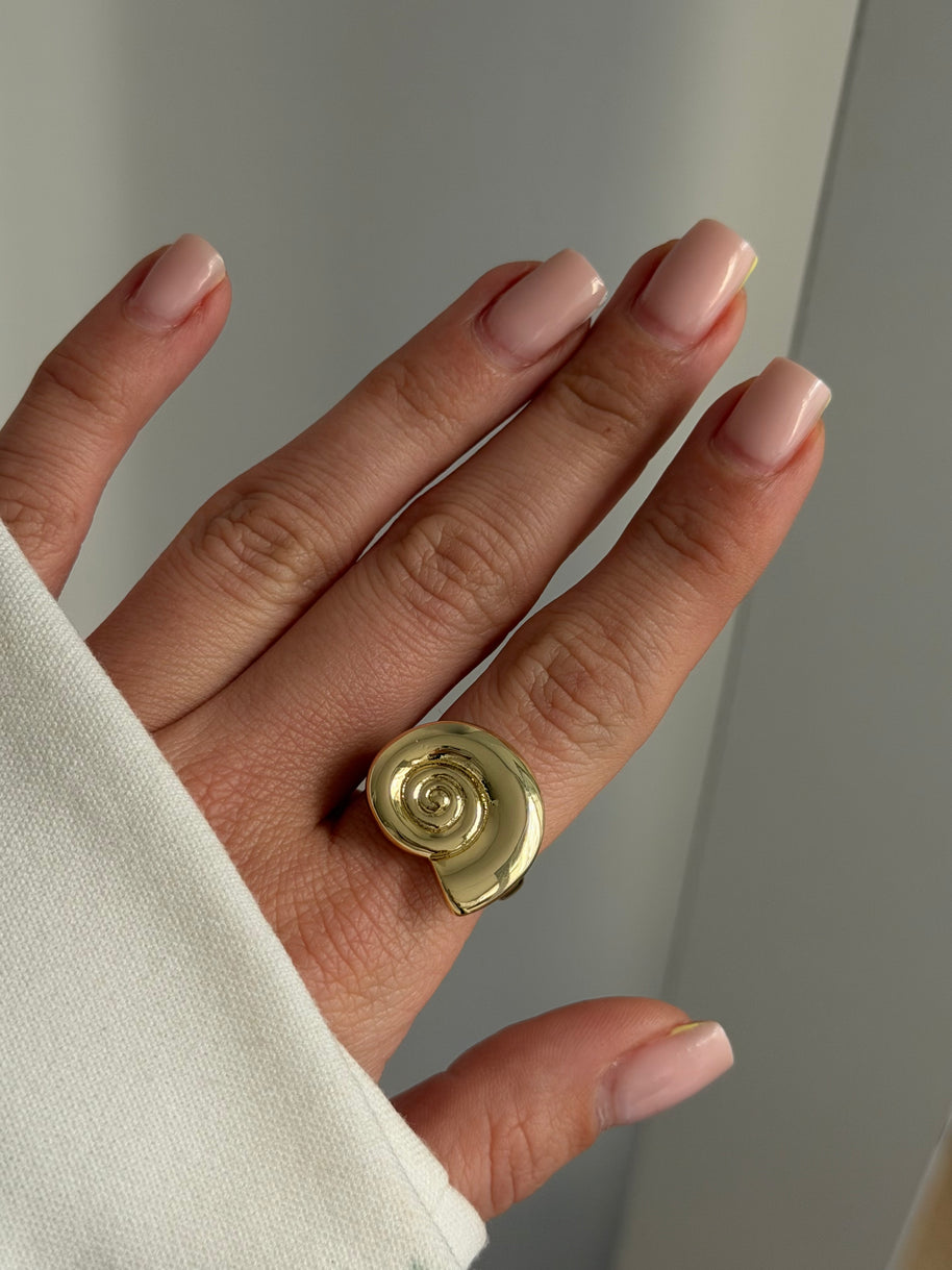 Altın Renk Burgu Spiral Salyangoz Model Minimal Ayarlanabilir Kadın Yüzük