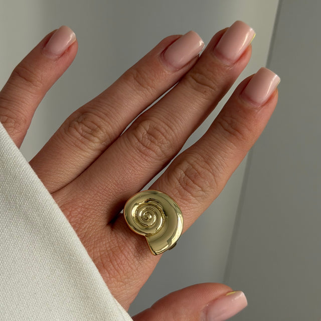 Altın Renk Burgu Spiral Salyangoz Model Minimal Ayarlanabilir Kadın Yüzük