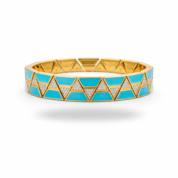 Geometrik Desenli Bileklik - Mavi Gold