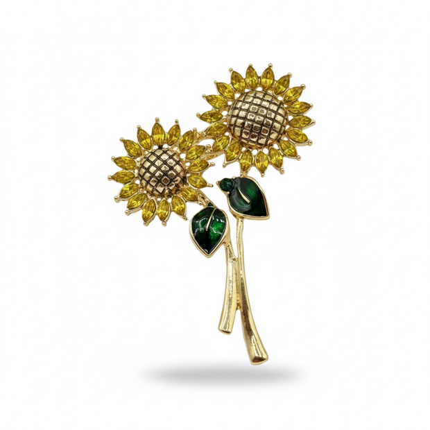 Ayçiçeği Günebakan Çiçeği Figürlü Zarif Broş