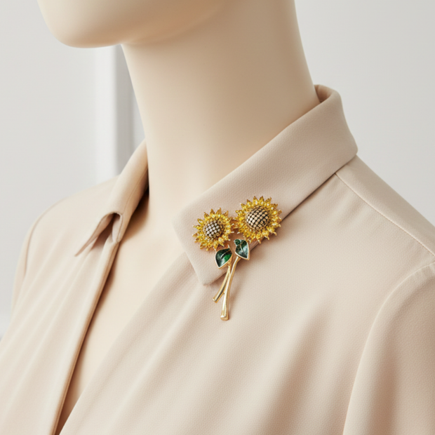 Ayçiçeği Günebakan Çiçeği Figürlü Zarif Broş