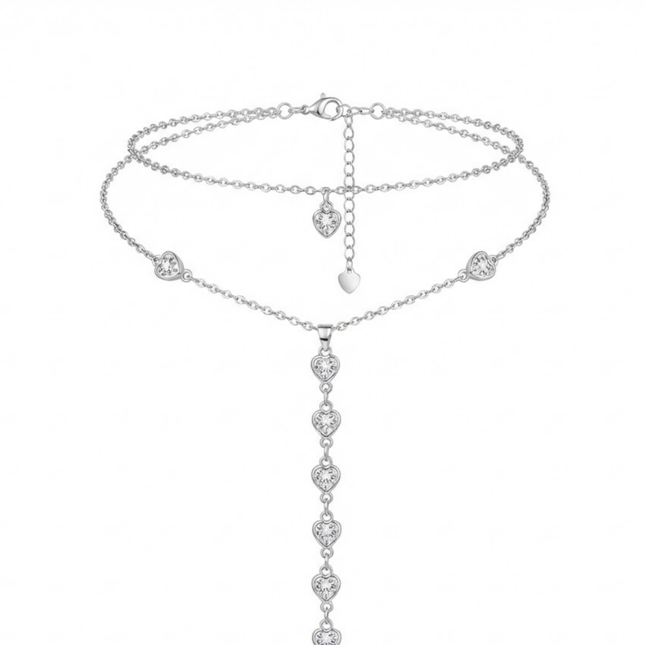 Romantik Kalpler Silver Zincir Ayak Aksesuarı Şahmeran