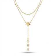 Güneş ve Üçgen Taşlı Çift Sıra Y Kolye