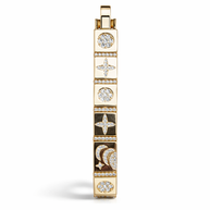 Modern Geometrik Kare Tasarım Işıltılı Taşlı Gold Bileklik