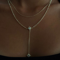 Zirkon Taşlı Çift Güneş Figürlü Zarif Y Kolye Gold