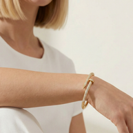 14K Altın Kaplama Zirkon Taşlı Çivi Model Modern Kelepçe Bileklik