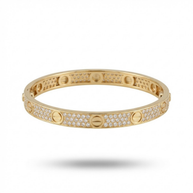 Işıltılı Taşlı İkonik Vidalı Tasarım Gold Kelepçe