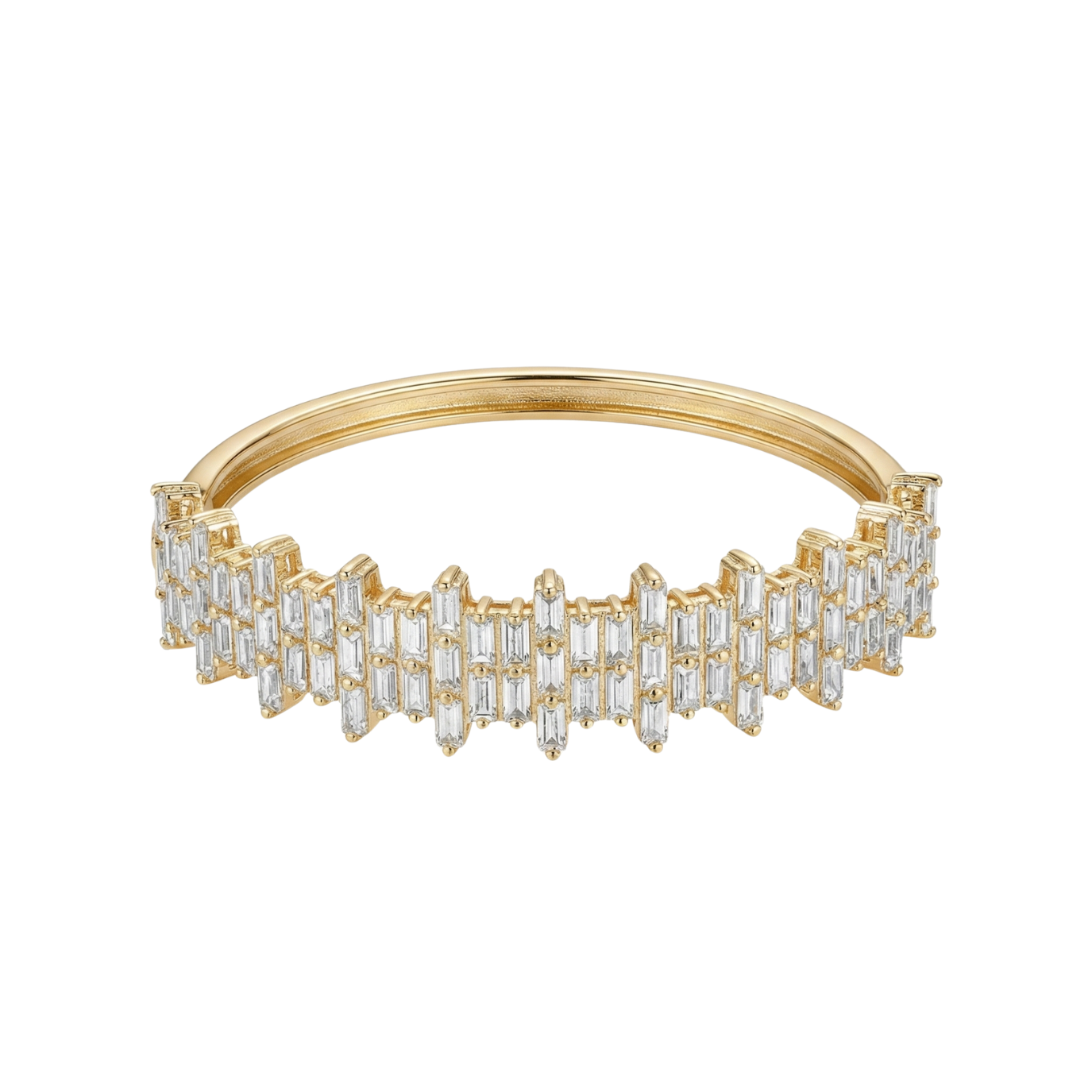 14K Altın Kaplama Baget Taşlı Modern Kelepçe Bileklik