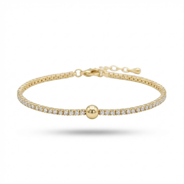 14K Altın Kaplama Gold Top Detaylı Zirkon Su Yolu Bileklik