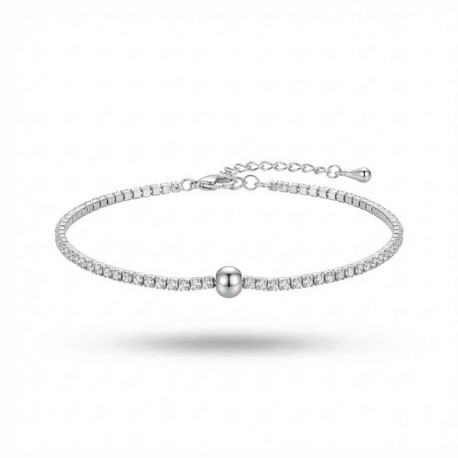 14K Altın Kaplama Silver Top Detaylı Zirkon Su Yolu Bileklik