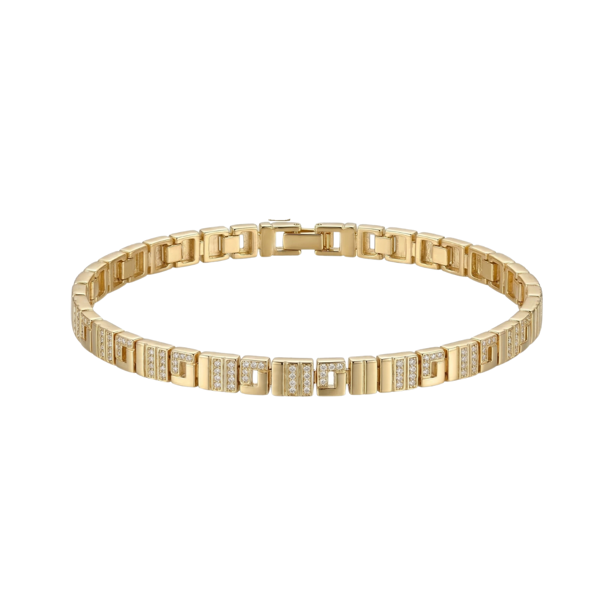 Geometrik Taşlı Gold 14K Bileklik
