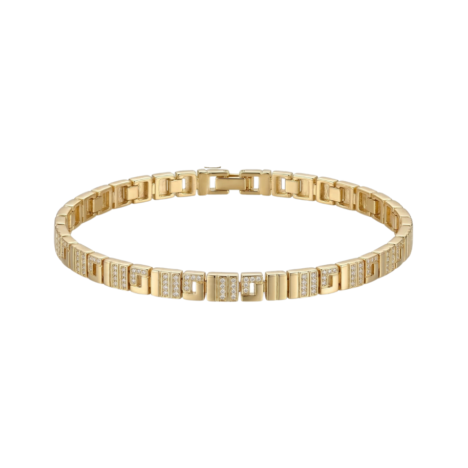 Geometrik Taşlı Gold 14K Bileklik