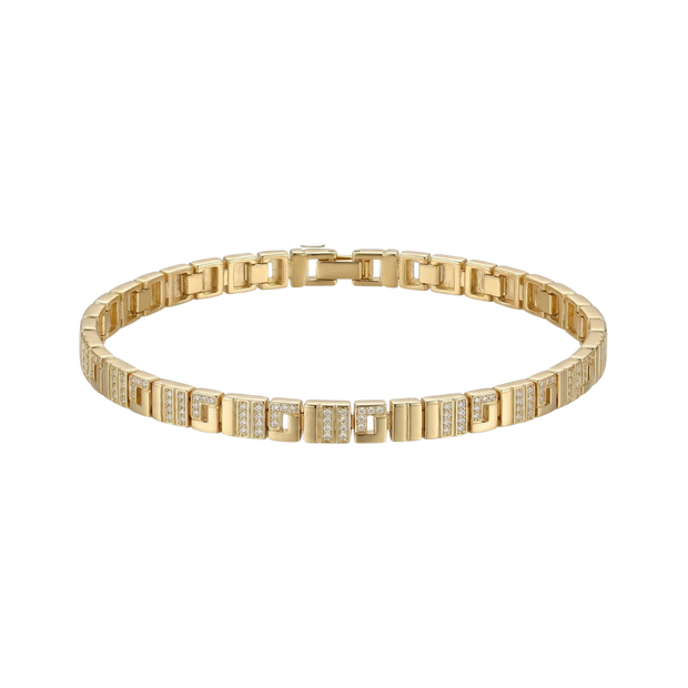 Geometrik Taşlı Gold 14K Bileklik