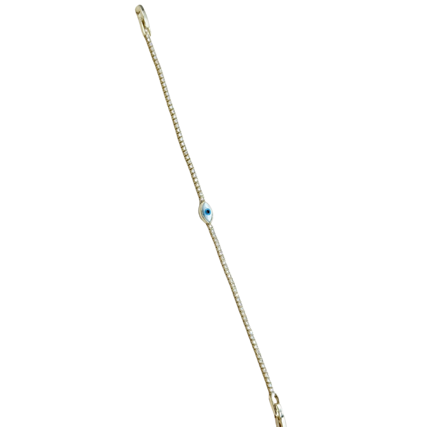 14K Altın Kaplama İnce Su Yolu Zarif Nazar Boncuklu Kadın Bileklik