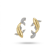 14K Kaplama Zirkon Taşlı Hareketli Balık Küpe - Şans Figürlü Tasarım Küpe