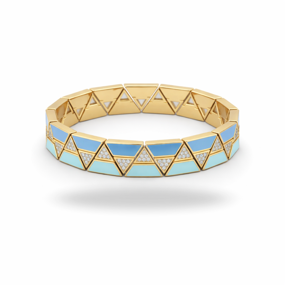 Geometrik Desenli Bileklik - Mavi Gold
