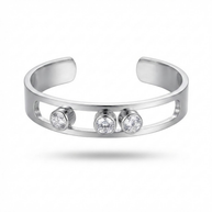 Silver Üç Taşlı Modern Tasarım Kelepçe Bileklik