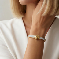 14K Altın Kaplama Işıltılı Kalp Figürlü Modern Kelepçe Bileklik