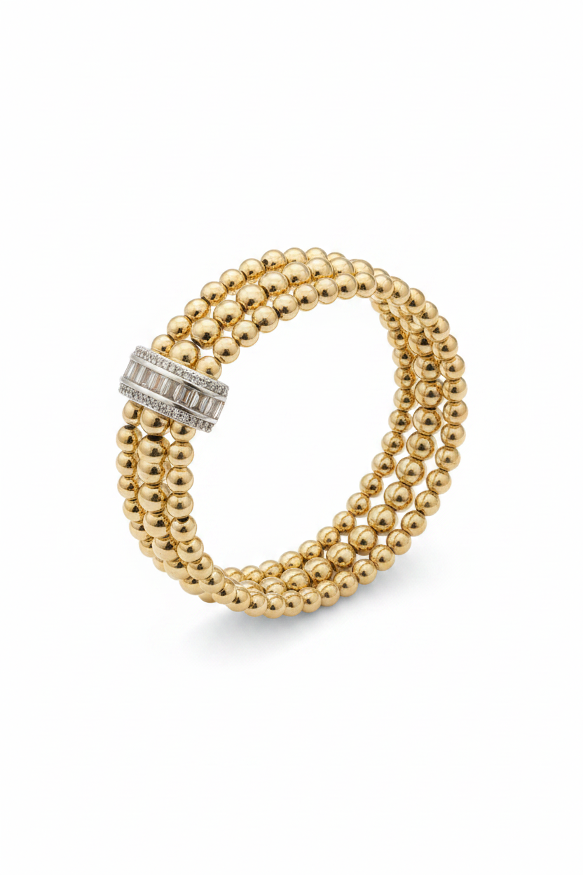 Marka Model Işıltılı Çoklu Gold Top Bileklik
