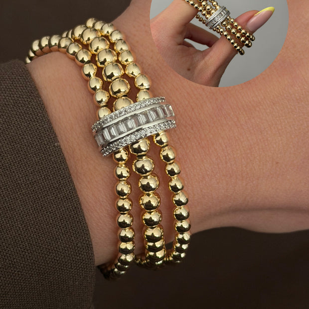 Marka Model Işıltılı Çoklu Gold Top Bileklik