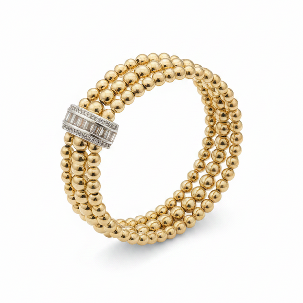 Marka Model Işıltılı Çoklu Gold Top Bileklik