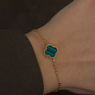 Van Cleef Model Oniks Taşlı 14K Kaplama Yonca Bileklik