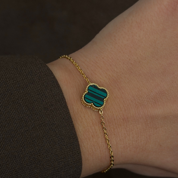 Van Cleef Model Oniks Taşlı 14K Kaplama Yonca Bileklik