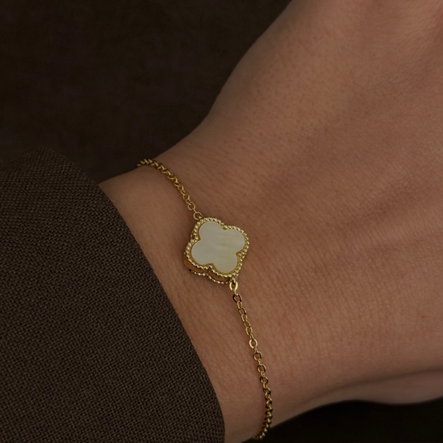 Van Cleef Model Oniks Taşlı 14K Kaplama Yonca Bileklik