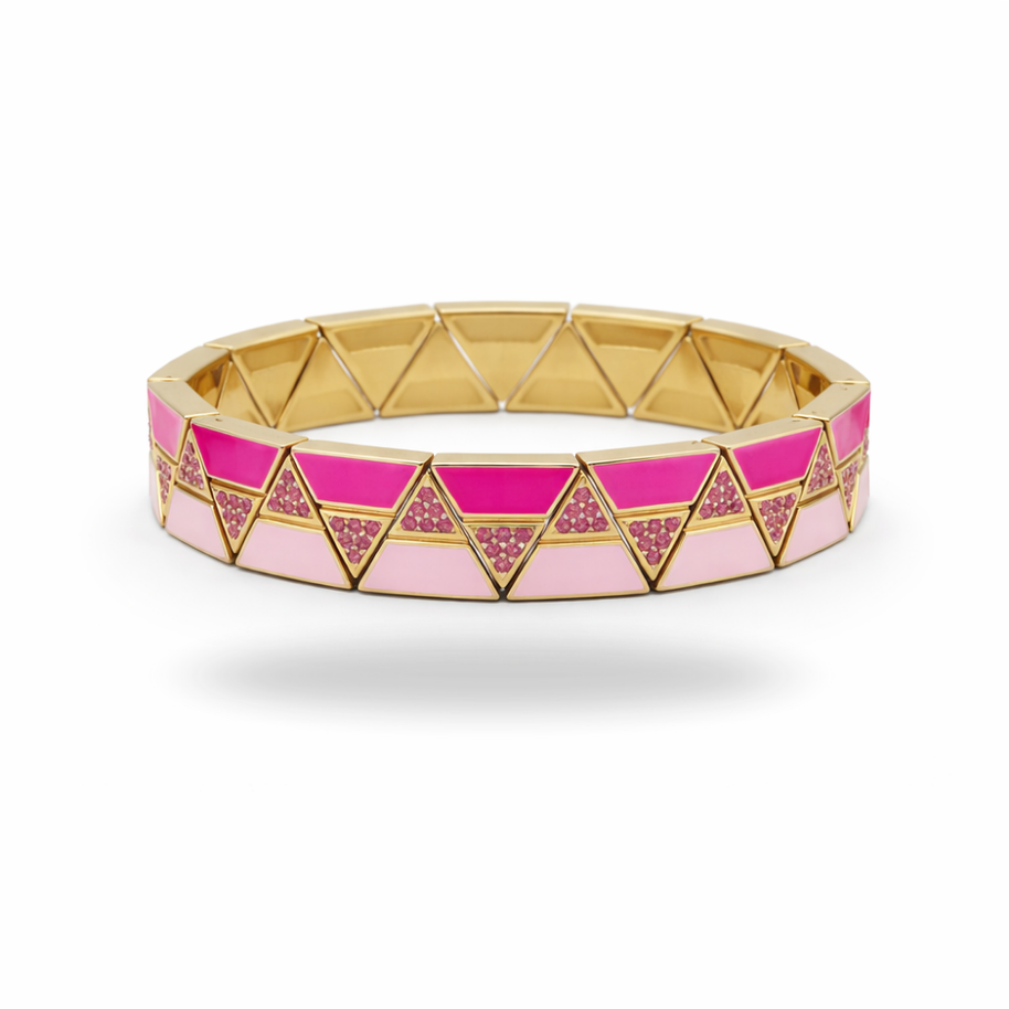 Geometrik Desenli Bileklik - Pembe Gold