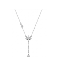 Zirkon Taşlı Lotus Çiçeği ve Geometrik Üçgen Detaylı Silver Y Kolye