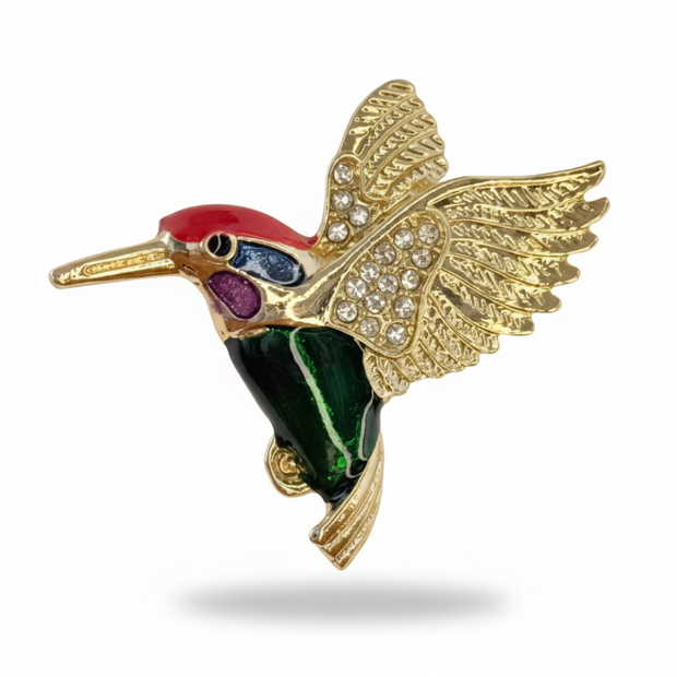 Lüks Tasarım Kuş Figürlü Renkli Broş