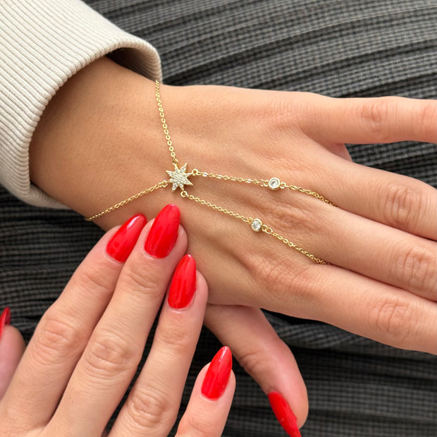 Gold Zirkon Taşlı Kutup Yıldızı Figürlü Şahmeran Bileklik