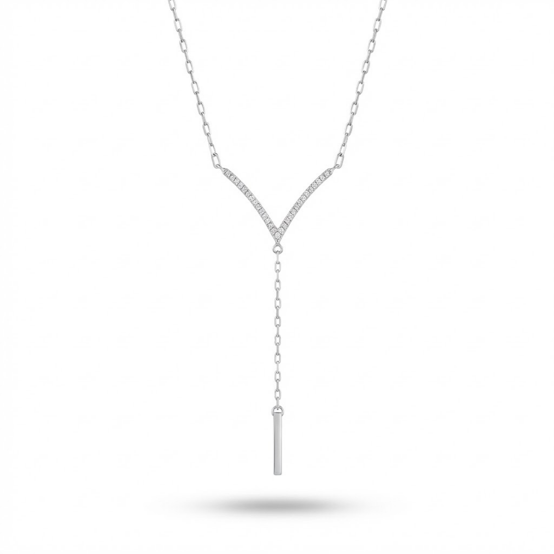 Minimalist Zirkon Taşlı Y Kolye İnce Zincirli Sallantılı