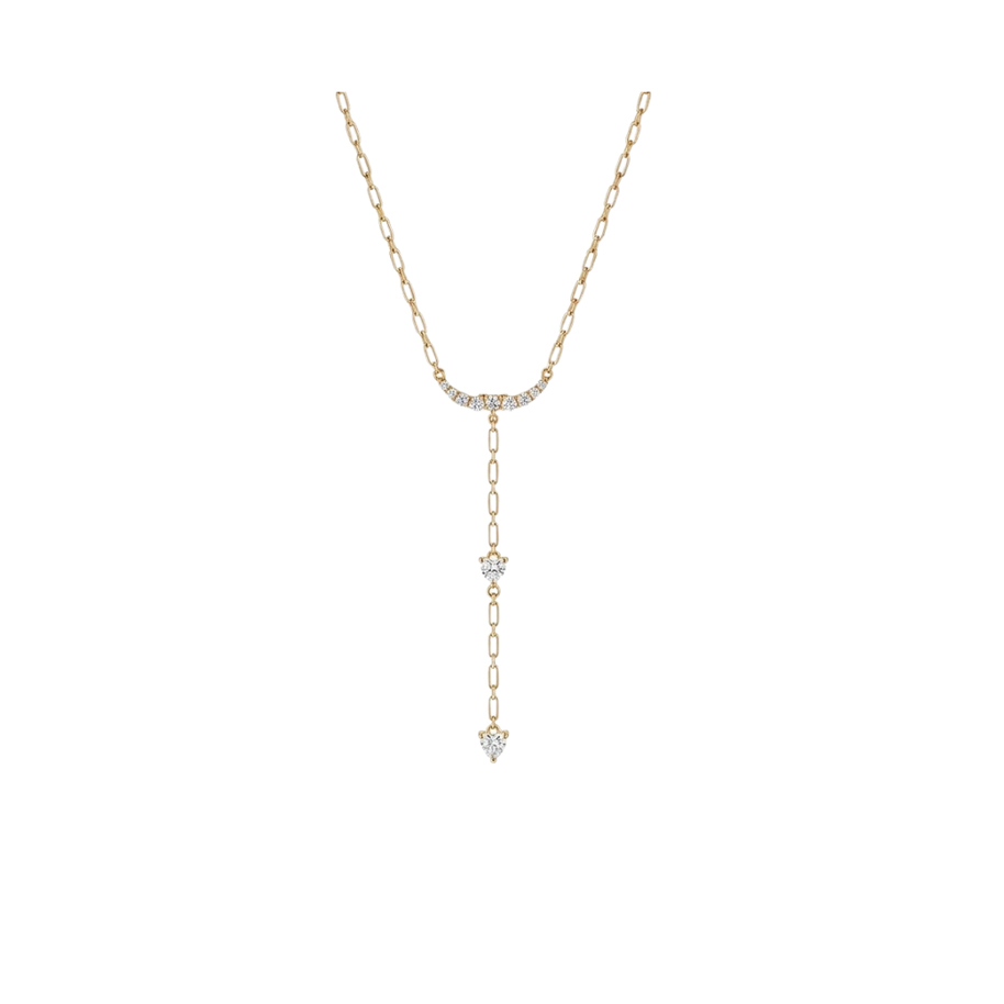 Işıltılı Zirkon Taş Detaylı Sallantılı Minimalist Zincir Kolye Gold