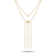 Nazar Detaylı Püsküllü İkili Zincir Kolye Gold