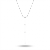 Işıltılı Zirkon Taş Detaylı Sallantılı Minimalist Zincir Kolye Silver