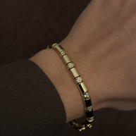 Silindir Model Zirkon Taşlı Modern 14K Bileklik