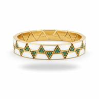 Geometrik Desenli Bileklik - Yeşil -Beyaz - Gold