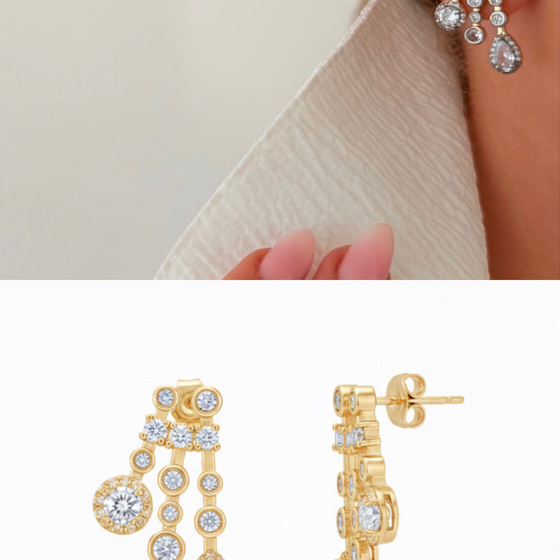 Amore Damla Taşlı Sallantılı Abiye Küpe