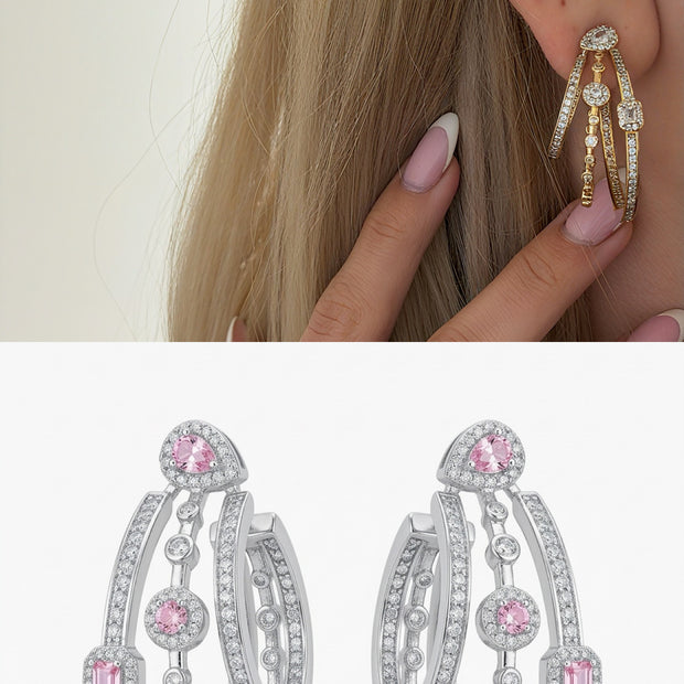 Marka Model Sıralı Zirkon Taşlı Lüks Halka Silver Küpe