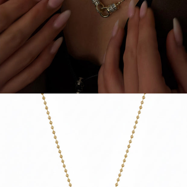 Baget Taşlı İç İçe Geçmiş Halka Figürlü Top Zincir Kadın Kolye