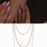 Altın Kaplama Üçlü Katmanlı Zincir Kolye