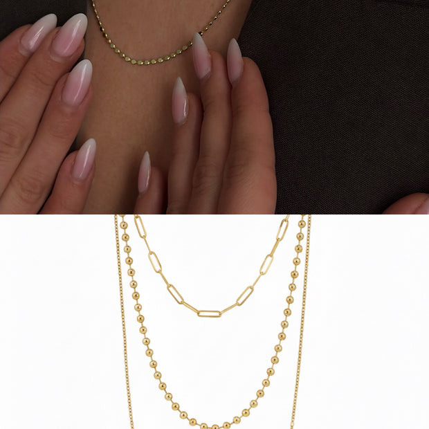 Altın Kaplama Üçlü Katmanlı Zincir Kolye