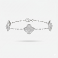 Van Cleef Model Oniks Taşlı 14K Kaplama Çoklu Silver Taşlı Yonca Bileklik