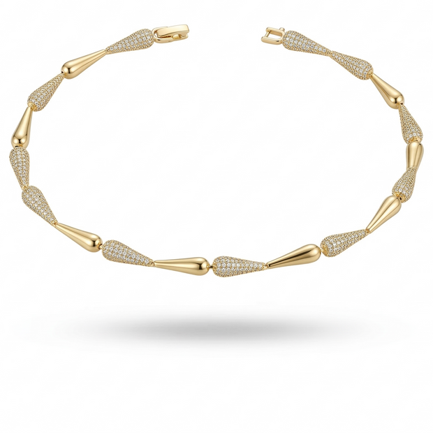 Damla Kesim Minimalist Zirkon Taşlı Altın Rengi Bileklik