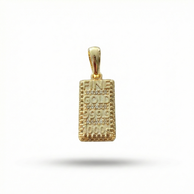 Zirkon Taş İşlemeli Lüks Külçe Altın Görünümlü Kolye Ucu