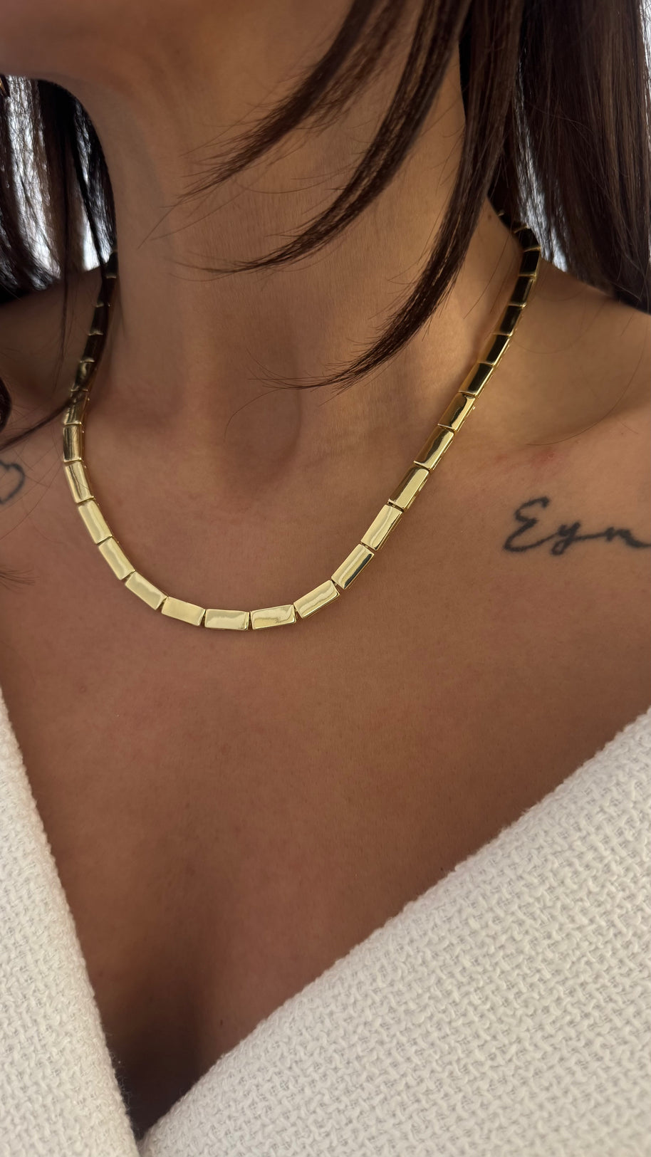 Geometrik Dikdörtgen Geçmeli Kolye - Minimalist Stil