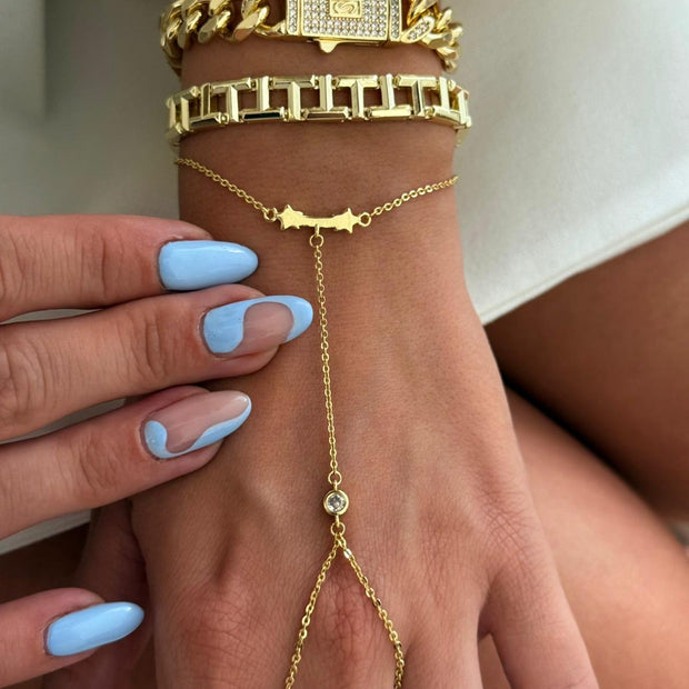 Zirkon Taşlı Işıltılı Damla Figürlü Modern Şahmeran Bileklik