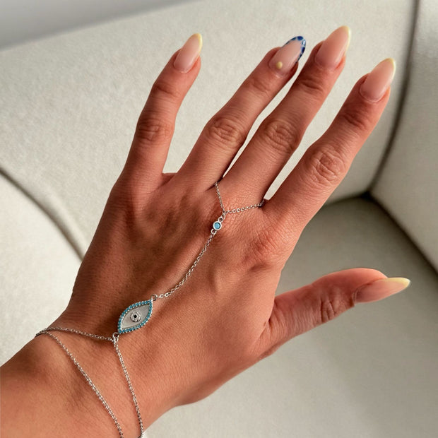 Sedef Taşlı Nazar Göz Figürlü Gold Şahmeran